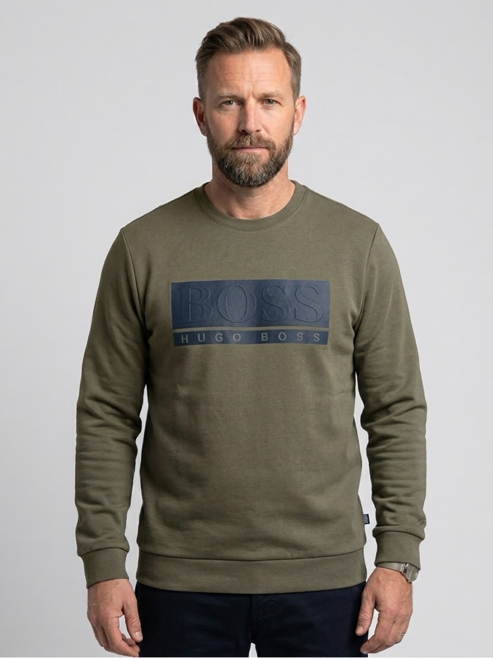 Hugo Boss Mens Chest Box Logo Sweatshirt Long Sleeve Crewneck Pullover